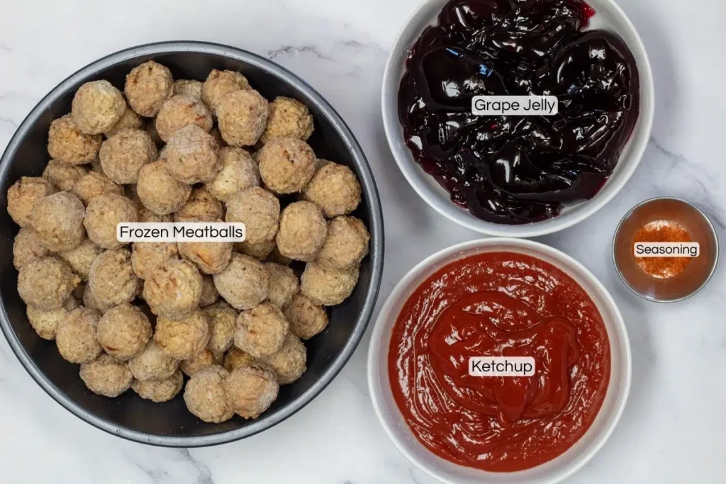 Frozen Meatballs,BBQ Sauce,Grape Jelly spice