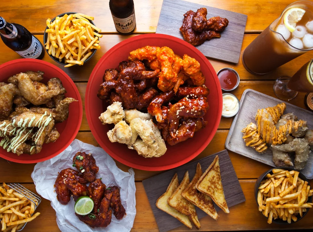 Side Dishes and Beverages with Korean BBQ Chicken Wings