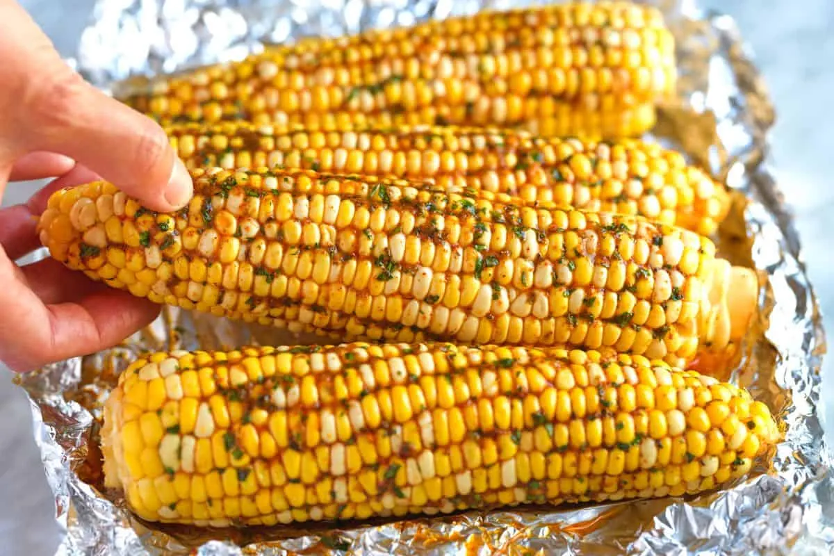 Foil wrap grill corn
