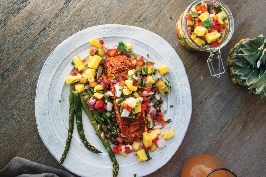 Maple-Glazed Salmon with Pineapple Salsa