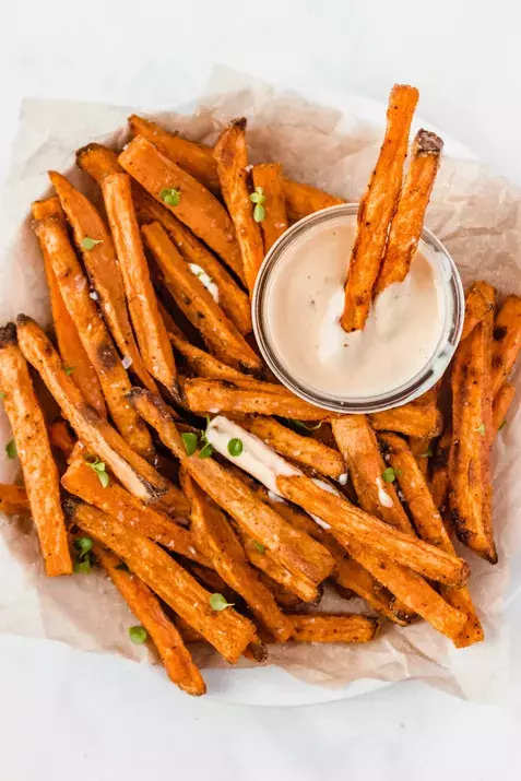 Recipe for BBQ Sweet Potato Fries with Aioli
