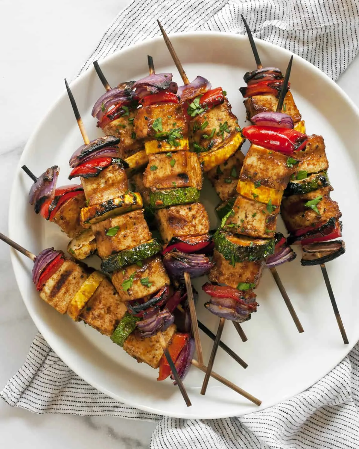  Recipe for Barbecued Tofu with Grilled Vegetables
