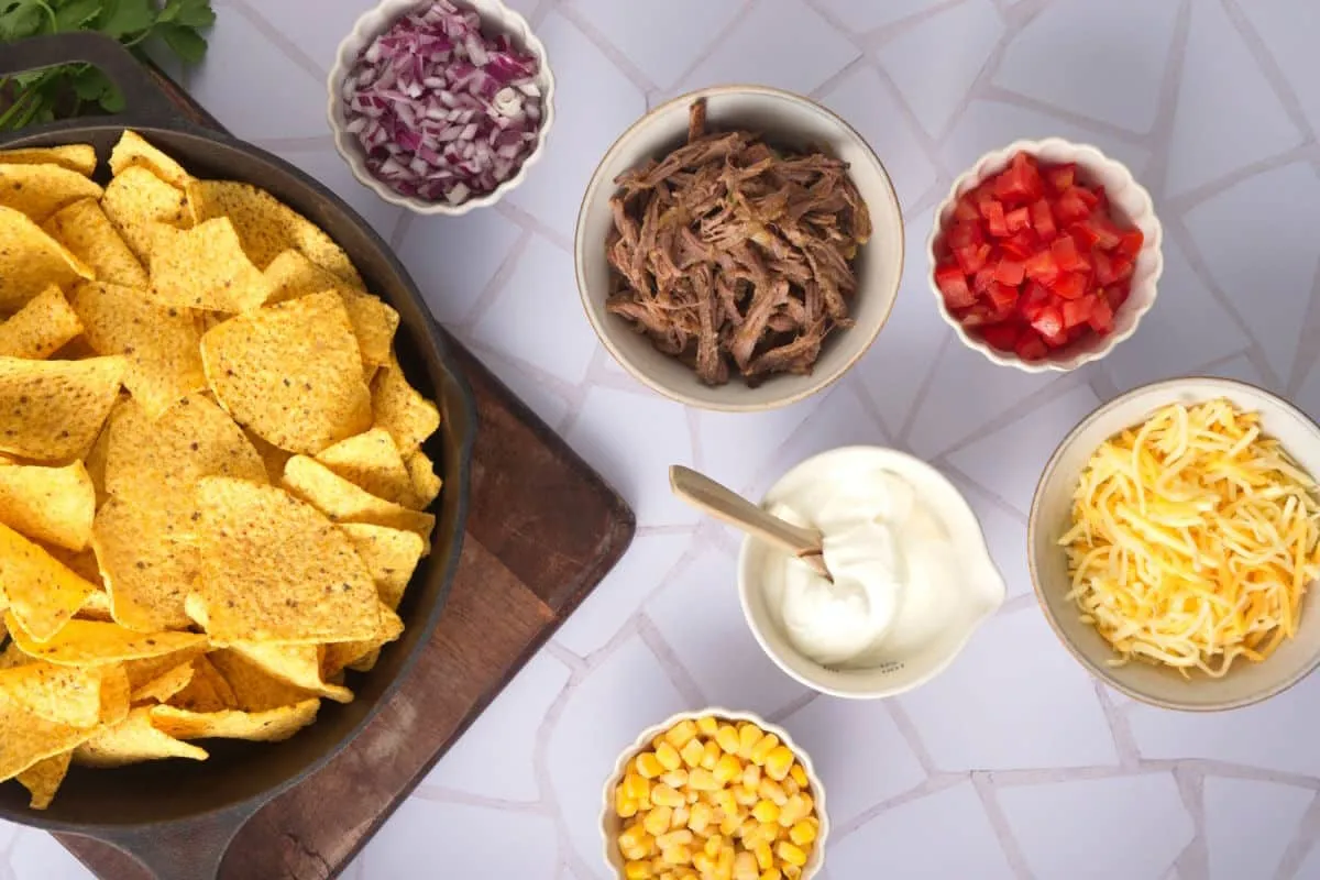 Ingredients  to  BBQ Smoked Brisket Nachos