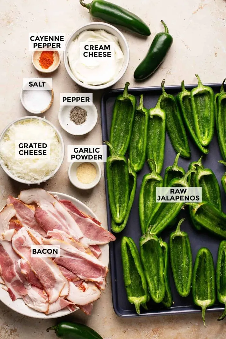 Ingredients for BBQ Bacon-Wrapped Jalapeño Poppers