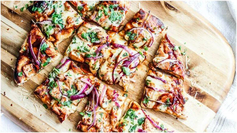 BBQ Chicken Pizza with Red Onions
